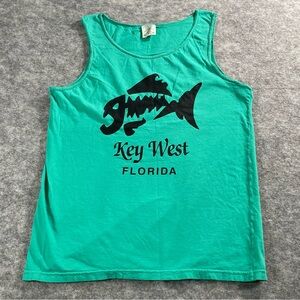 Comfort Colors Mens Green Key West Graphic Tank‎ Top Size M